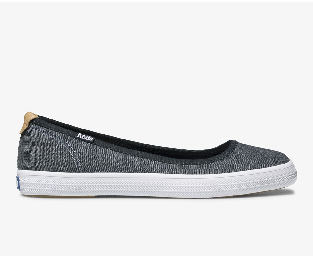 Slip Ons Keds Femme Bleu Marine - Bryn Chambray - 179-EBXWJO